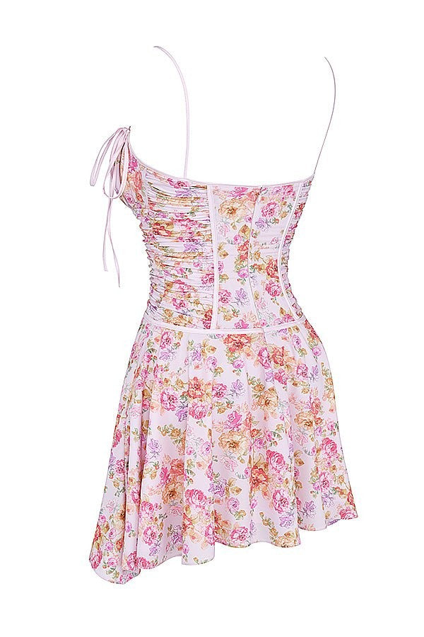 Alejandra Light Lavender Floral Corset Mini Dress