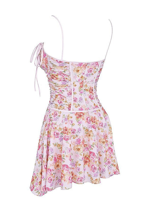 Alejandra Light Lavender Floral Corset Mini Dress