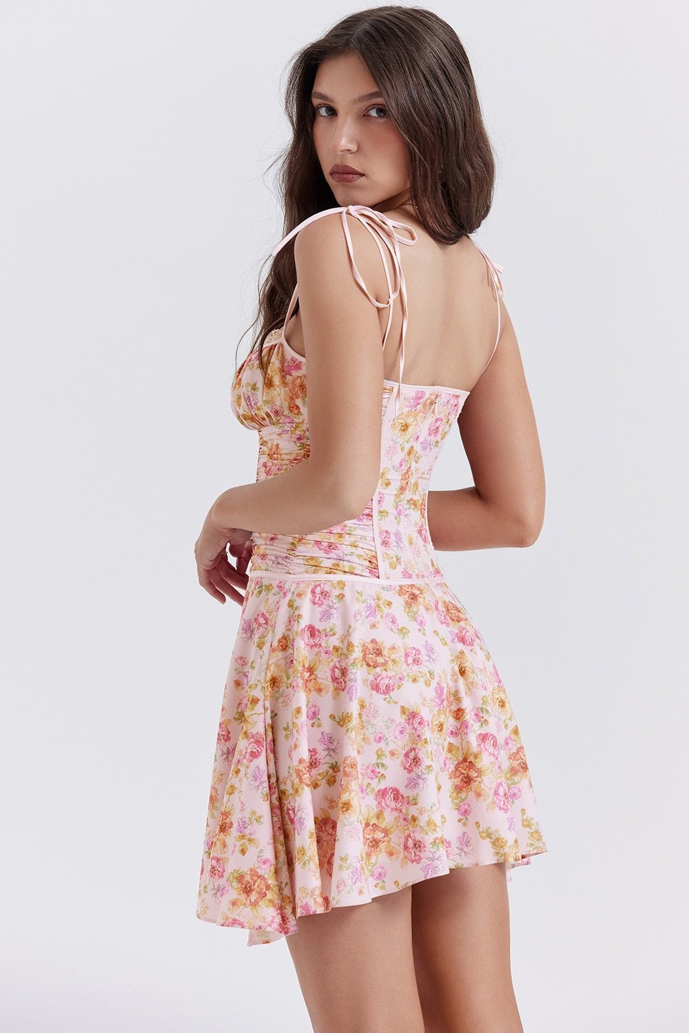 Alejandra Light Lavender Floral Corset Mini Dress