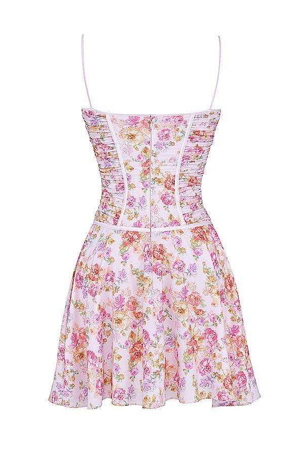 Alejandra Light Lavender Floral Corset Mini Dress