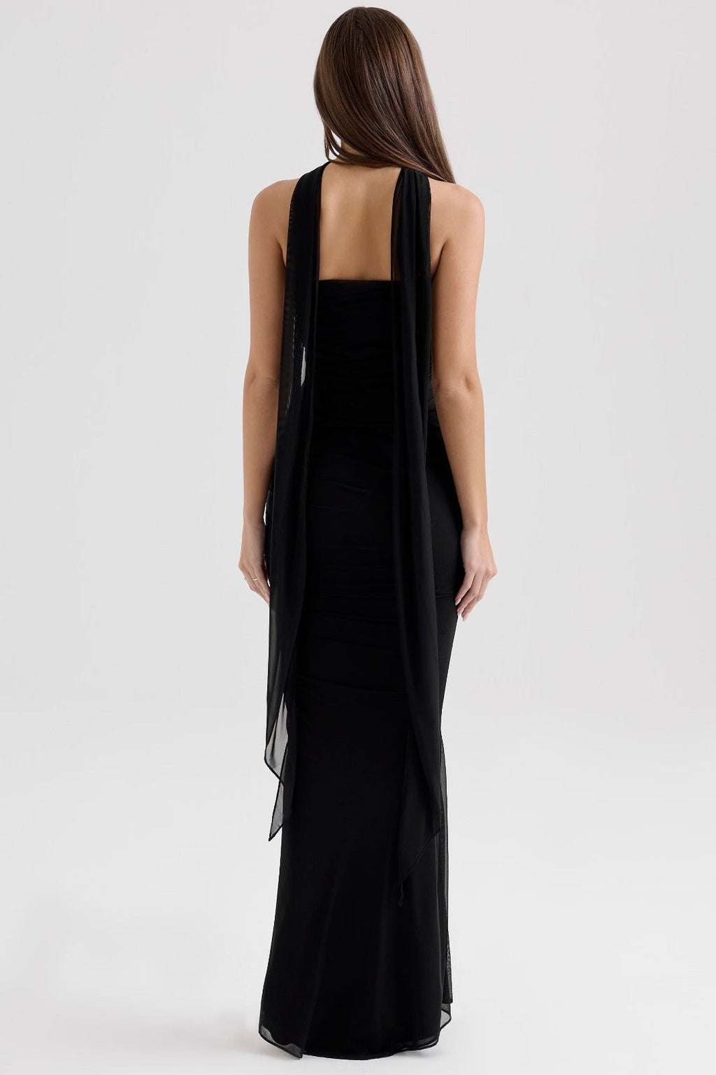 Cassidy Black Mesh Maxi Skirt with Fluted Hem