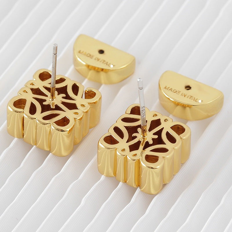 Celine Geometric Copper Stud Earrings