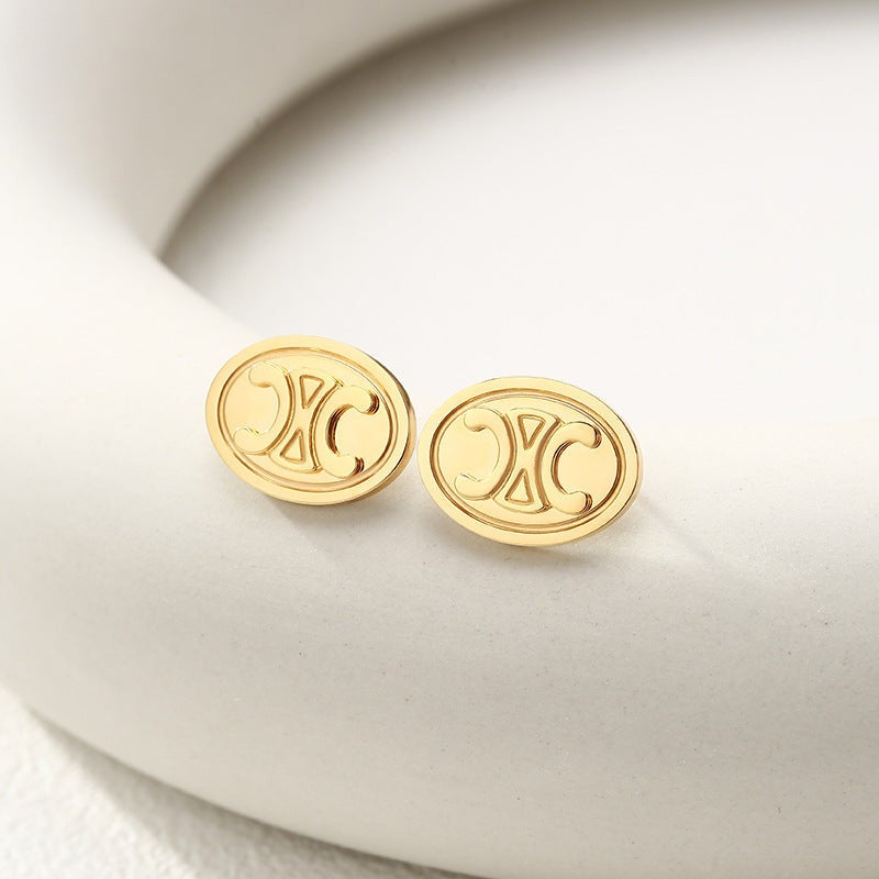Celine Racer Oval Stud Earrings