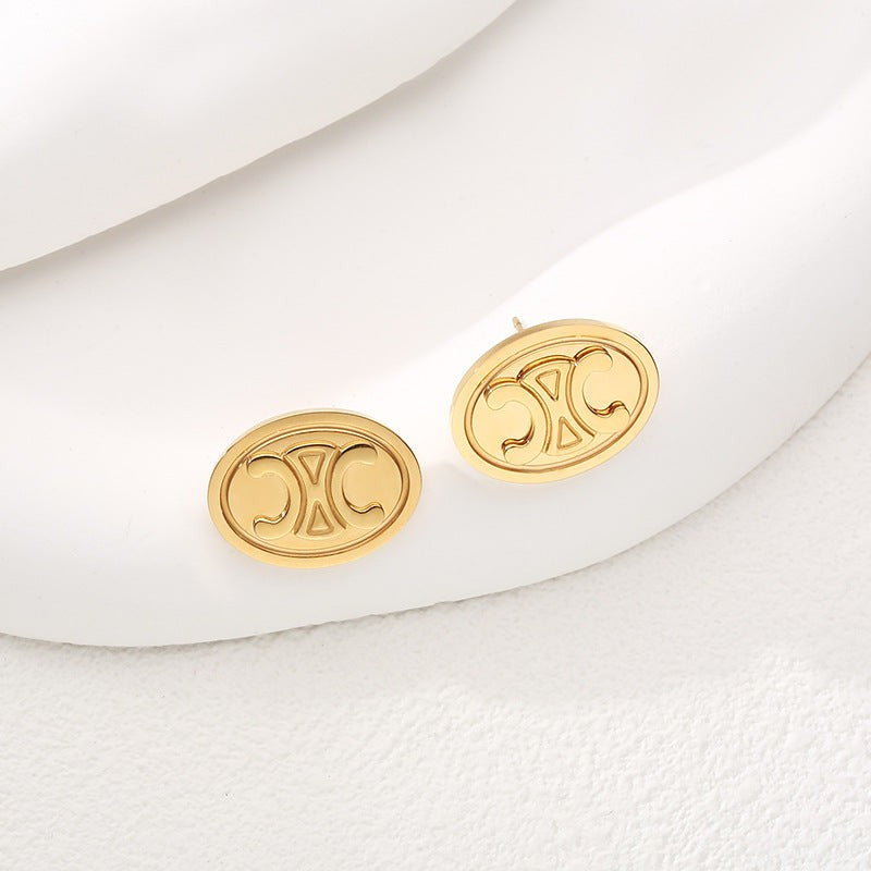 Celine Racer Oval Stud Earrings
