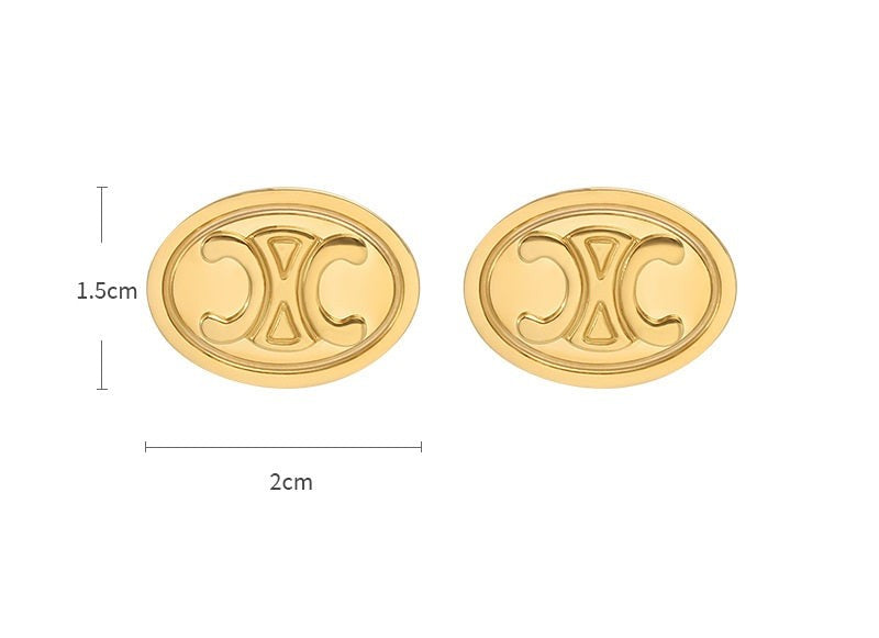 Celine Racer Oval Stud Earrings