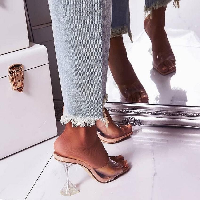 Dilara Transparent Diamond-Detail High Heels
