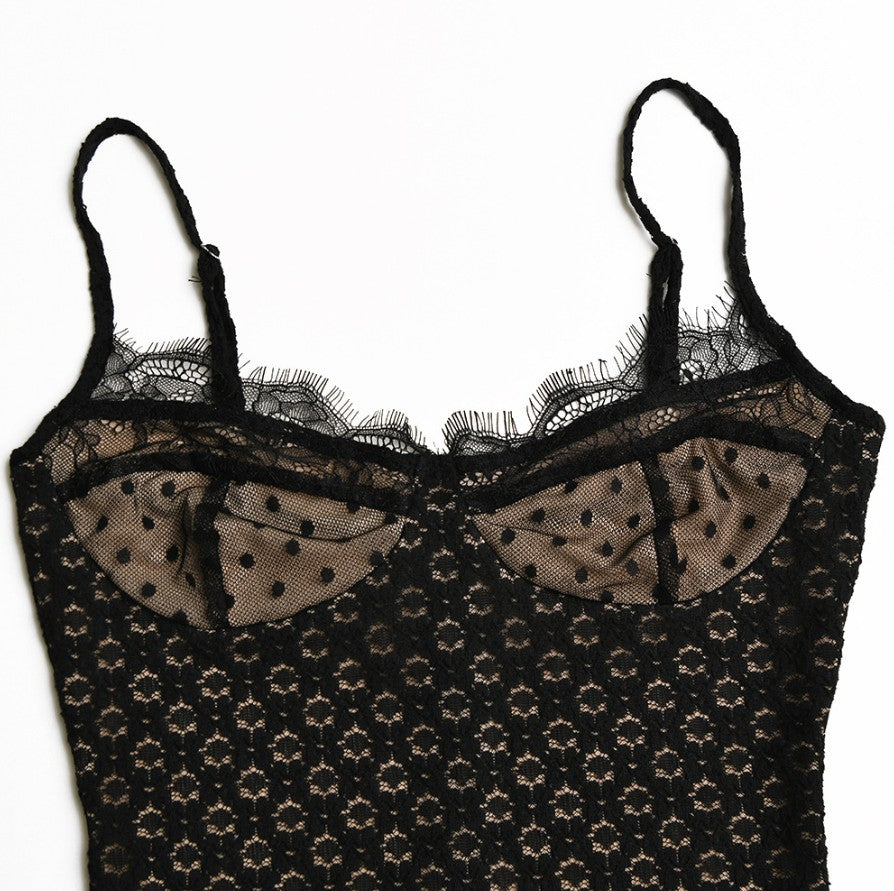 Freya Black Lace Mesh Maxi Dress