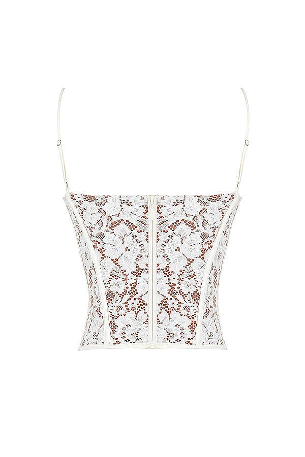 Mila Ivory Lace Underwired Corset Top