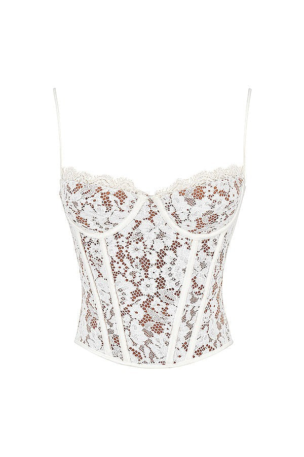 Mila Ivory Lace Underwired Corset Top