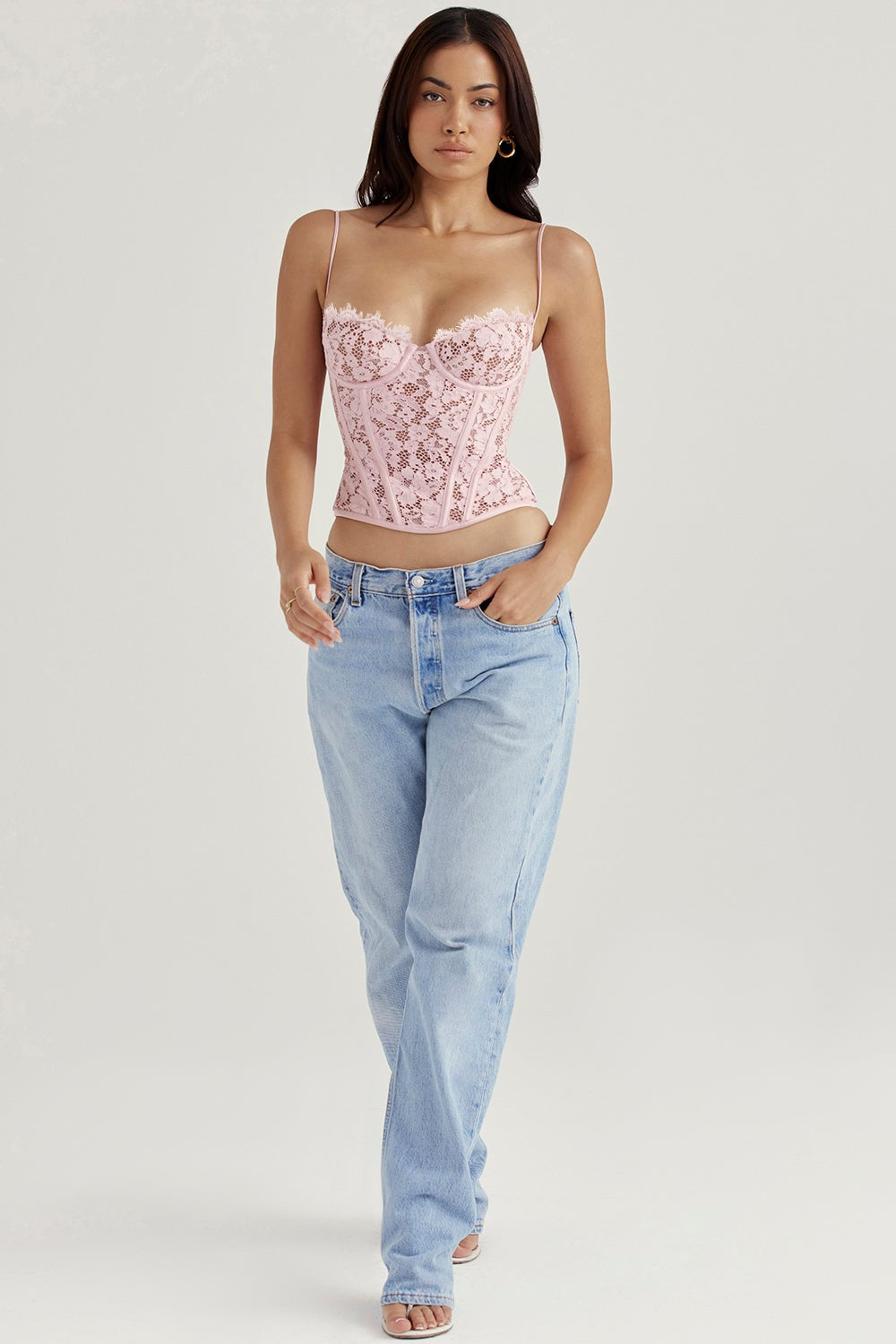 Mila Ivory Lace Underwired Corset Top