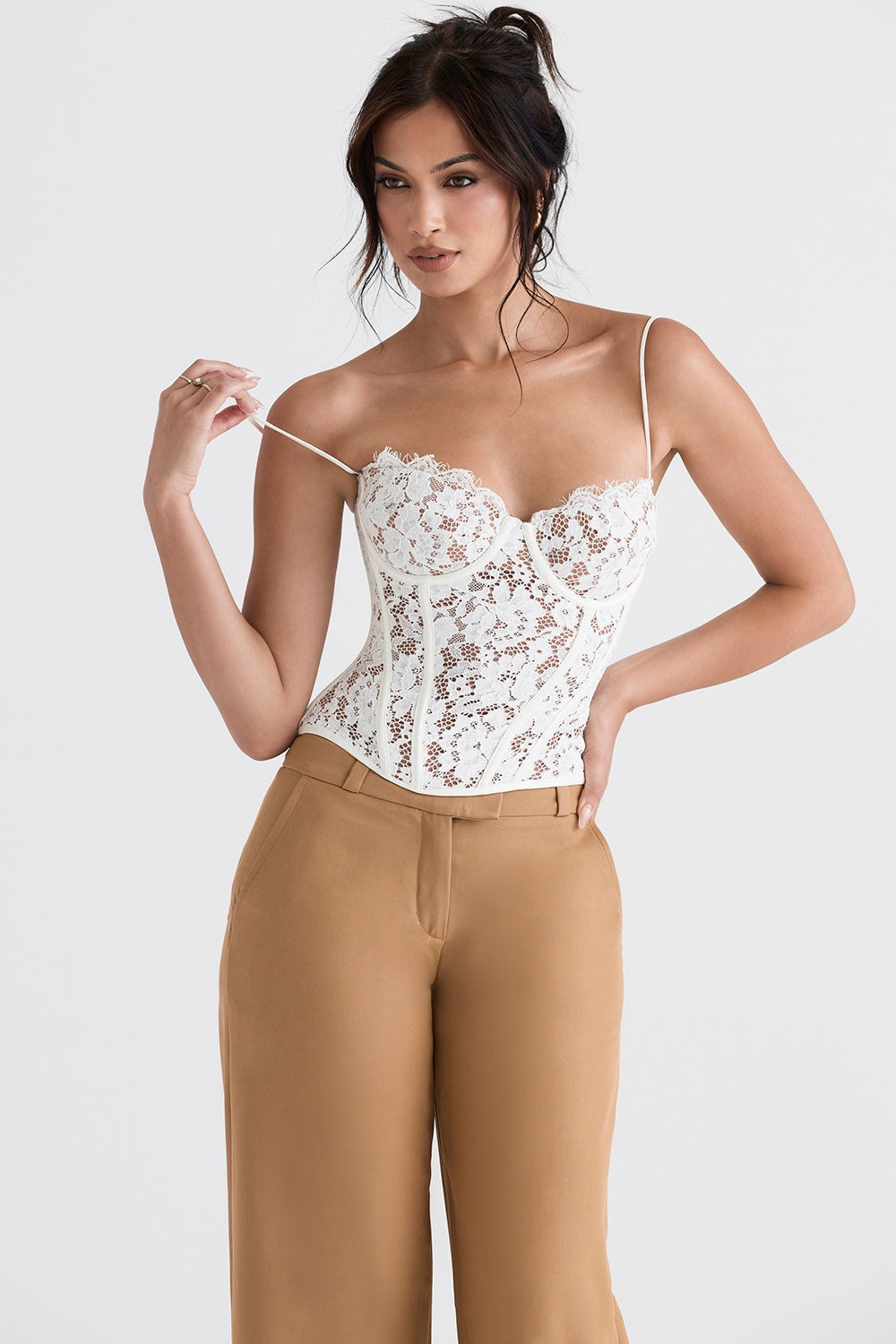 Mila Ivory Lace Underwired Corset Top