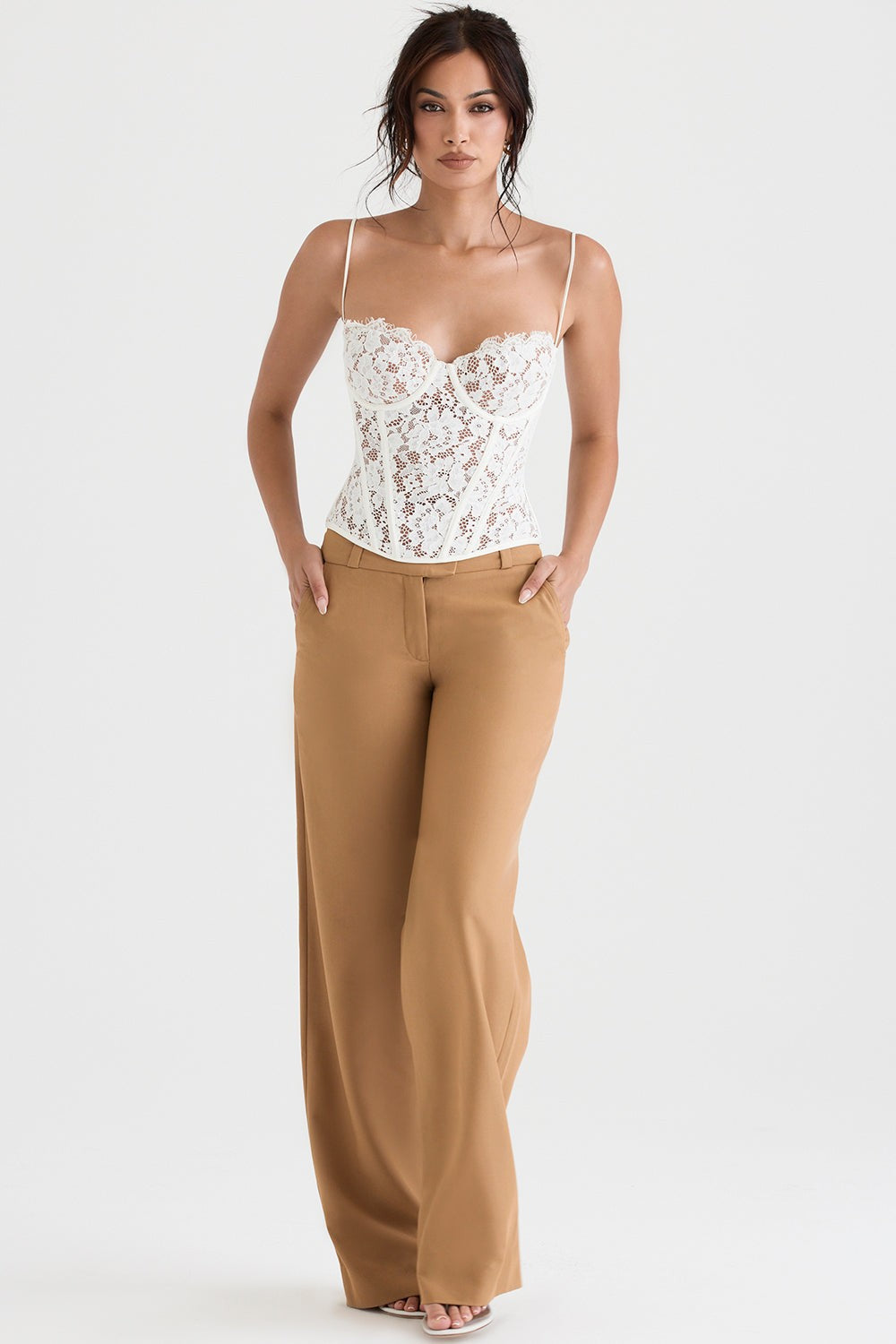 Mila Ivory Lace Underwired Corset Top