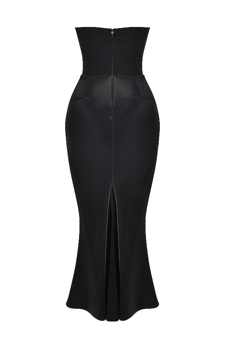 Persephone Black Strapless Corset Maxi Dress