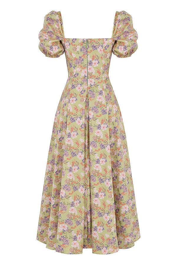 Tallulah Peony-Print Floral Puff-Sleeve Dress