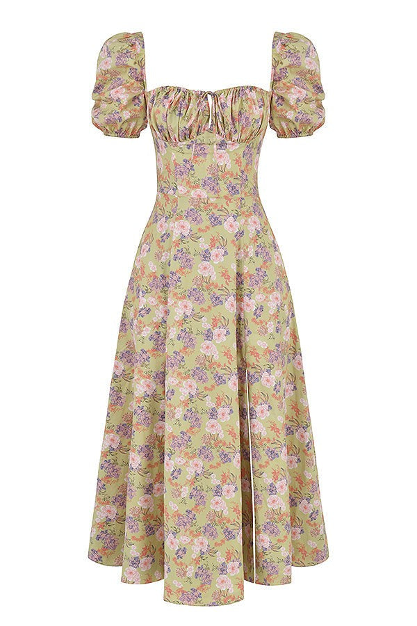 Tallulah Peony-Print Floral Puff-Sleeve Dress